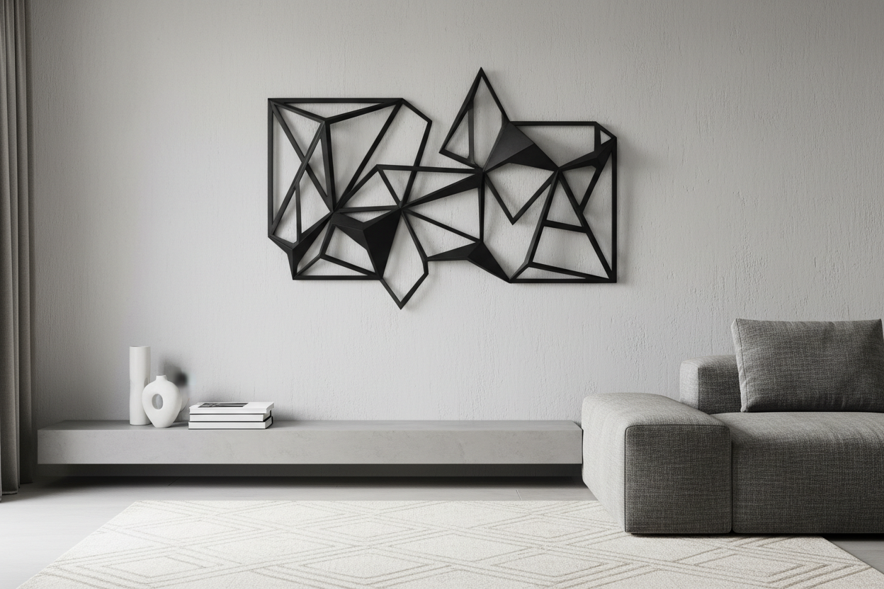 Geometric Metal Wall Art – 3D Abstract Sculpture Wall Decor